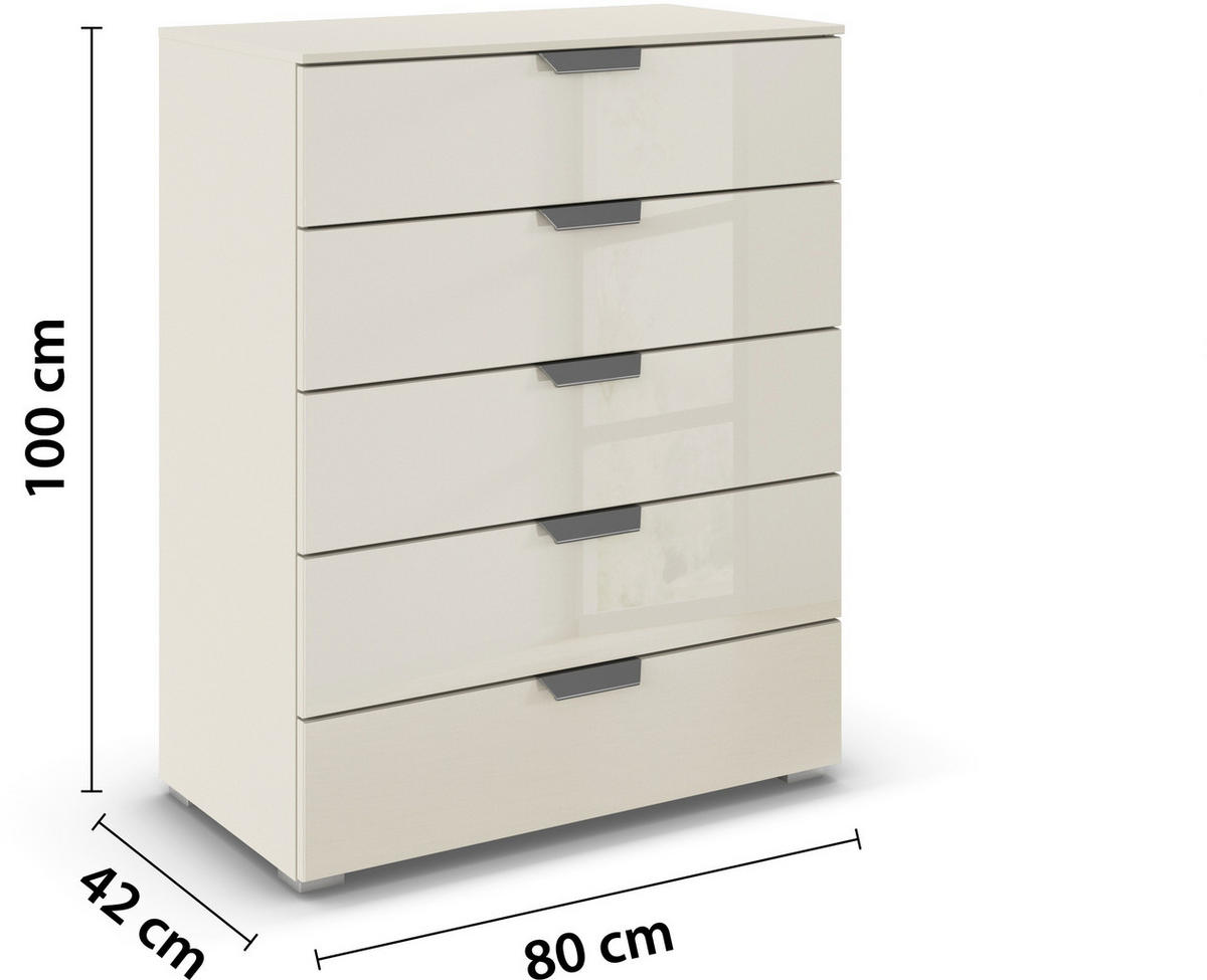 KOMMODE  in 80/100/43 cm  - Chromfarben/Champagner, Design, Glas/Holzwerkstoff (80/100/43cm) - Carryhome