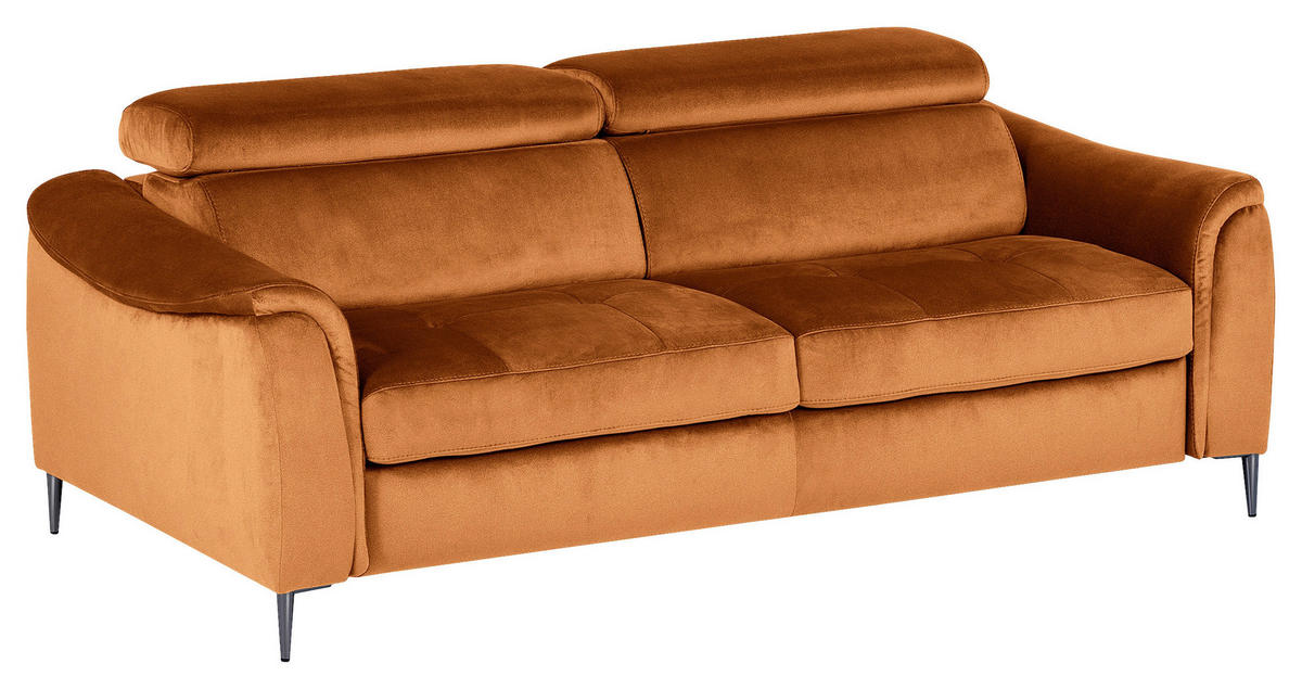 SCHLAFSOFA in Textil Cognac  - Chromfarben/Cognac, Design, Textil/Metall (203/77-98/103cm) - MID.YOU