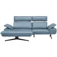 ECKSOFA in Echtleder Blau  150/242 cm  - Blau/Beige, Design, Leder/Metall (150/242cm) - Koinor