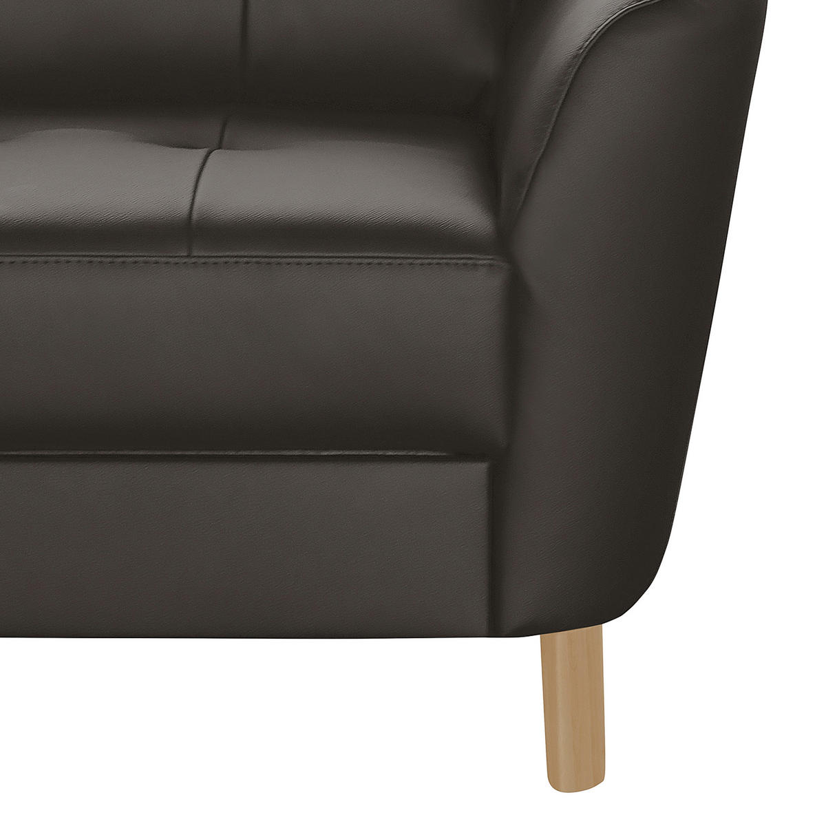 ECKSOFA in Lederlook Echtleder Dunkelbraun  - Dunkelbraun/Buchefarben, Design, Leder/Holz (190/236cm) - Livetastic