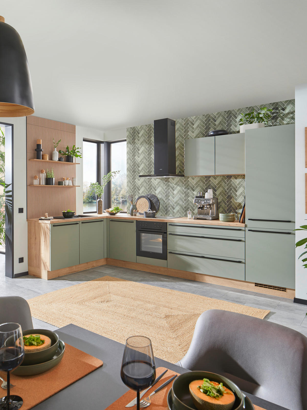INBYGGNADSKÖK   - ljusgrön, Design, trämaterial - Celina
