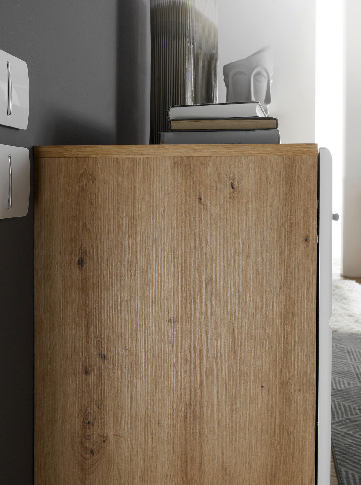 SIDEBOARD 180/92/38 cm  in Eiche Artisan, Weiss Hochglanz  - Weiss Hochglanz/Weiss, Design, Holzwerkstoff/Kunststoff (180/92/38cm) - MID.YOU