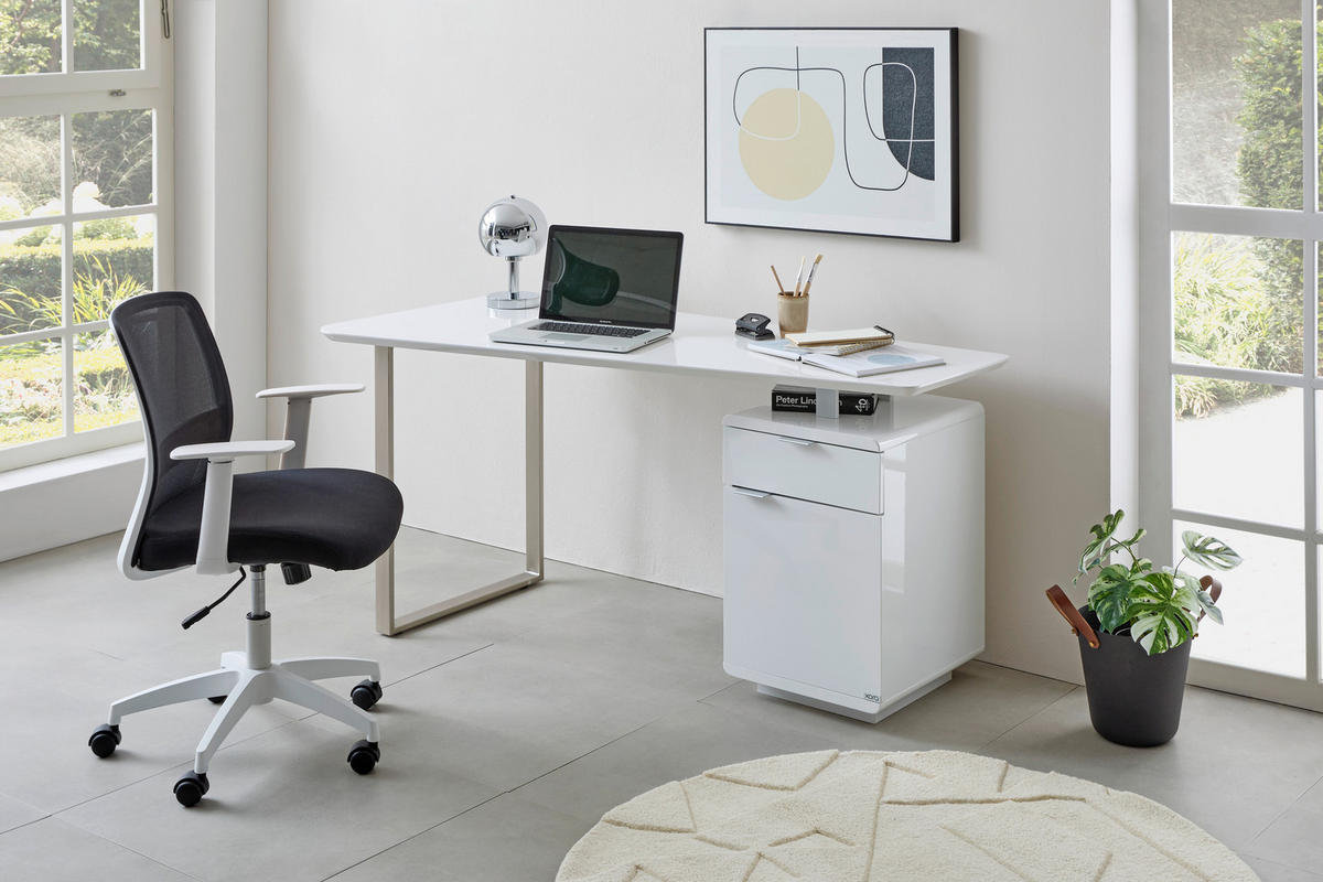 ÍRÓASZTAL  - ezüst/nikkel, Design, faalapú anyag/fém (150/76/74cm) - Xora