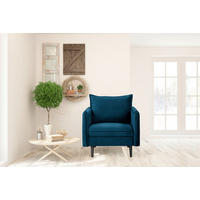 SESSEL in Samt Blau  - Blau/Schwarz, Design, Holz/Textil (74/86/100cm) - P & B