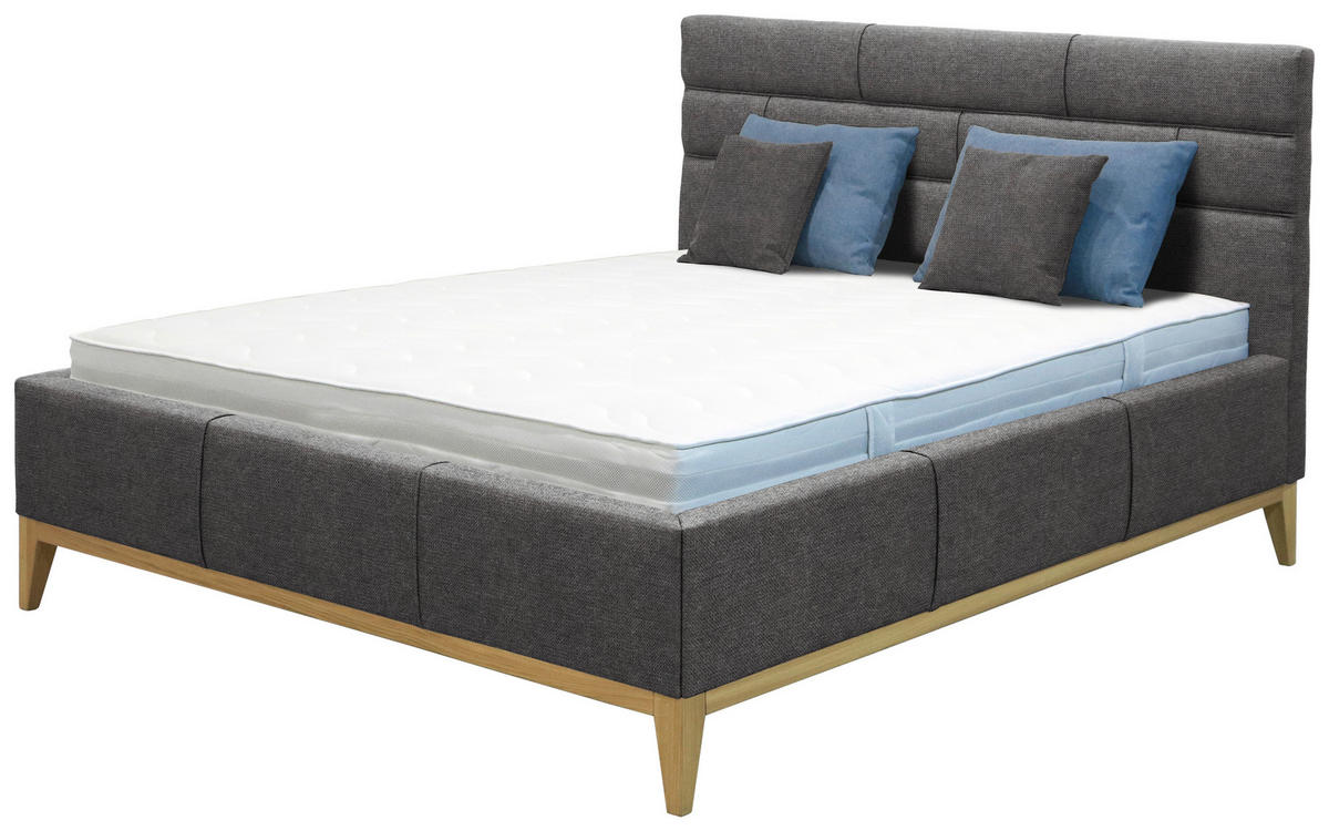 KÁRPITOZOTT ÁGY 160/200 cm  szürke  - szürke, Basics, műanyag/textil (160/200cm) - Carryhome