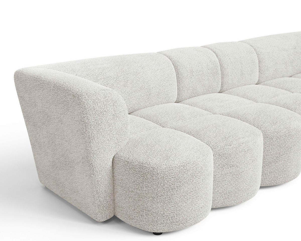 VIERSITZER-SOFA 307/84/107 cm  in Chenille Elfenbein  - Elfenbein/Schwarz, MODERN, Kunststoff/Textil (307/84/107cm) - Milino
