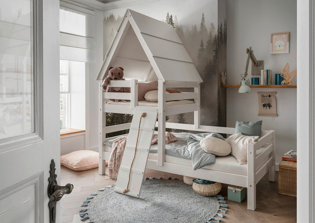 SPIELBETT Leiter, Rollrost 90/200 cm  in Weiß  - Weiß, LIFESTYLE, Holz (90/200cm) - Ben'n'jen