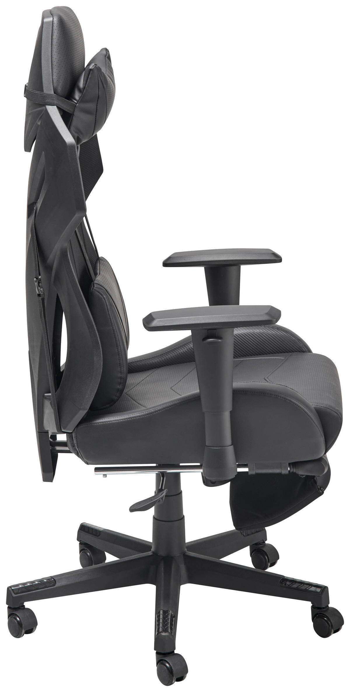 GAMINGSTUHL  in Lederlook, Netzbespannung Schwarz  - Schwarz, Lifestyle, Holz/Kunststoff (70/122-130/61.5cm) - MID.YOU