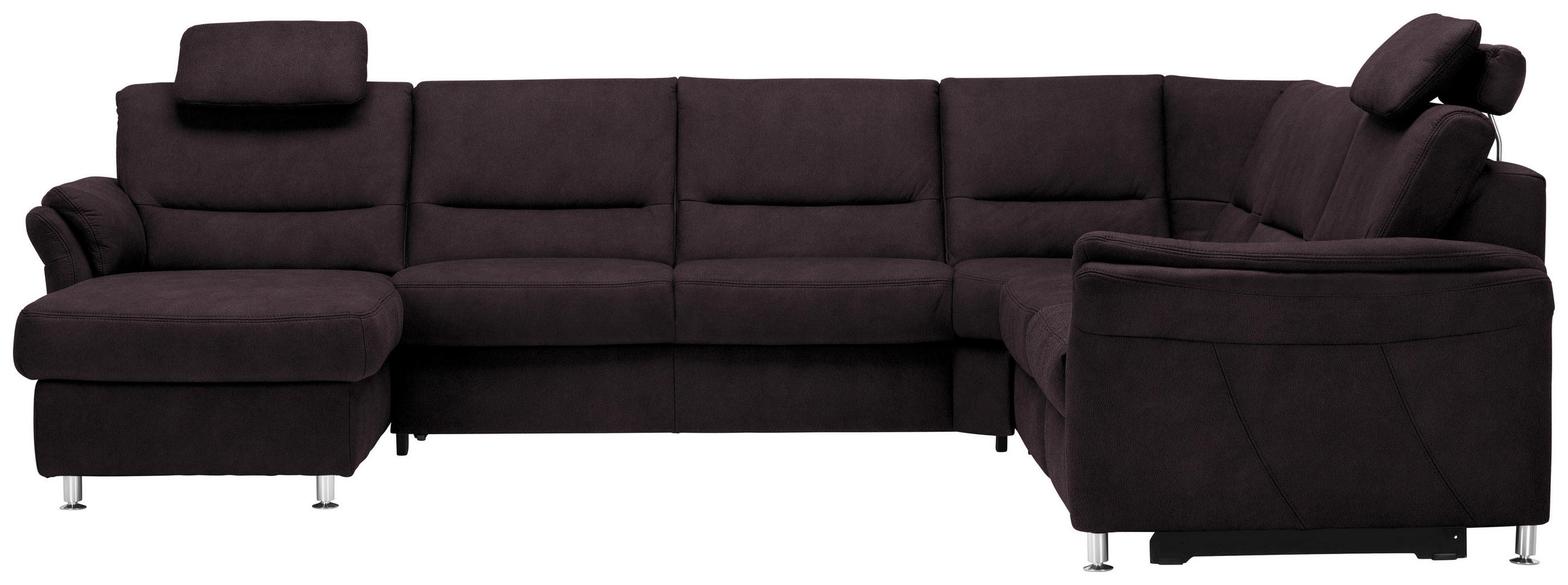 WOHNLANDSCHAFT  in Mikrofaser Dunkelbraun  - Dunkelbraun/Alufarben, KONVENTIONELL, Textil/Metall (173/330/262cm) - Beldomo System