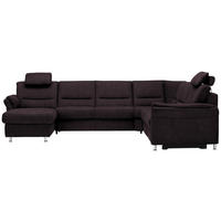 SOFFA i mikrofiber mörkbrun  - aluminiumfärg/mörkbrun, Klassisk, metall/textil (173/330/262cm) - Beldomo System