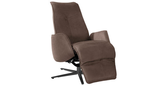 RELAXSESSEL in Leder Dunkelbraun - Anthrazit/Dunkelbraun, Design, Leder/Metall (71/114/84cm) - Johann Jakob