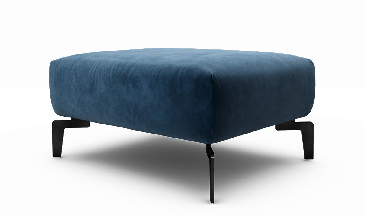 HOCKER Samt Dunkelblau  - Schwarz/Dunkelblau, Design, Textil/Metall (90/70/46cm) - SENSOO