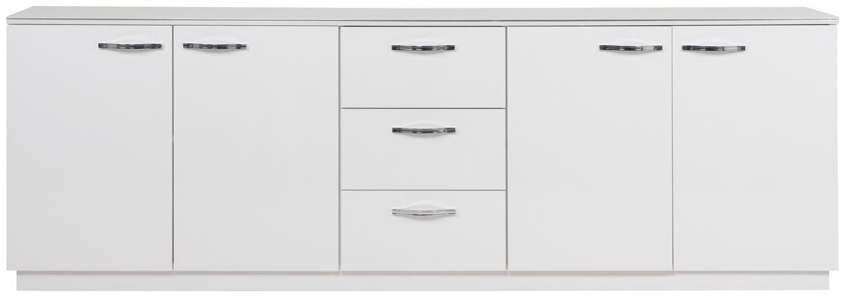 SIDEBOARD  200/68/34 cm 3 Schublade(n)  - Chromfarben/Weiß Hochglanz, Design, Holzwerkstoff/Metall (200/68/34cm) - MID.YOU