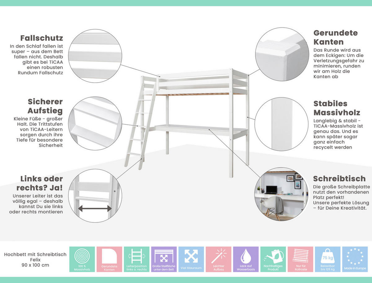POGRAD - bela, Moderno, les (90/200cm) - MID.YOU