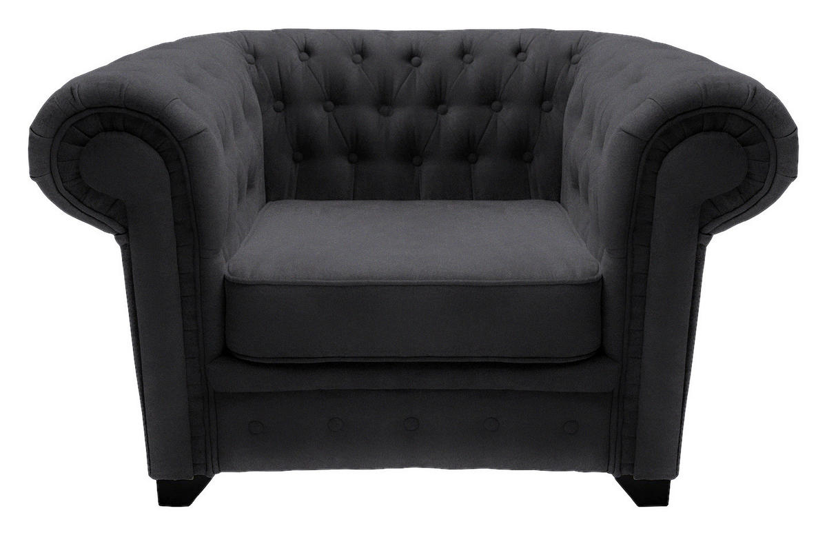 KŘESLO CHESTERFIELD, textil, kompozitní dřevo, černá - černá, Konvenční, dřevo/kompozitní dřevo (91/72/92cm) - Livetastic