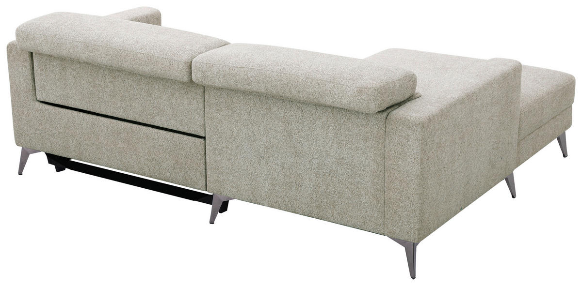 ECKSOFA Beigebraun Chenille  - Chromfarben/Beigebraun, Design, Textil/Metall (173/218cm) - Carryhome