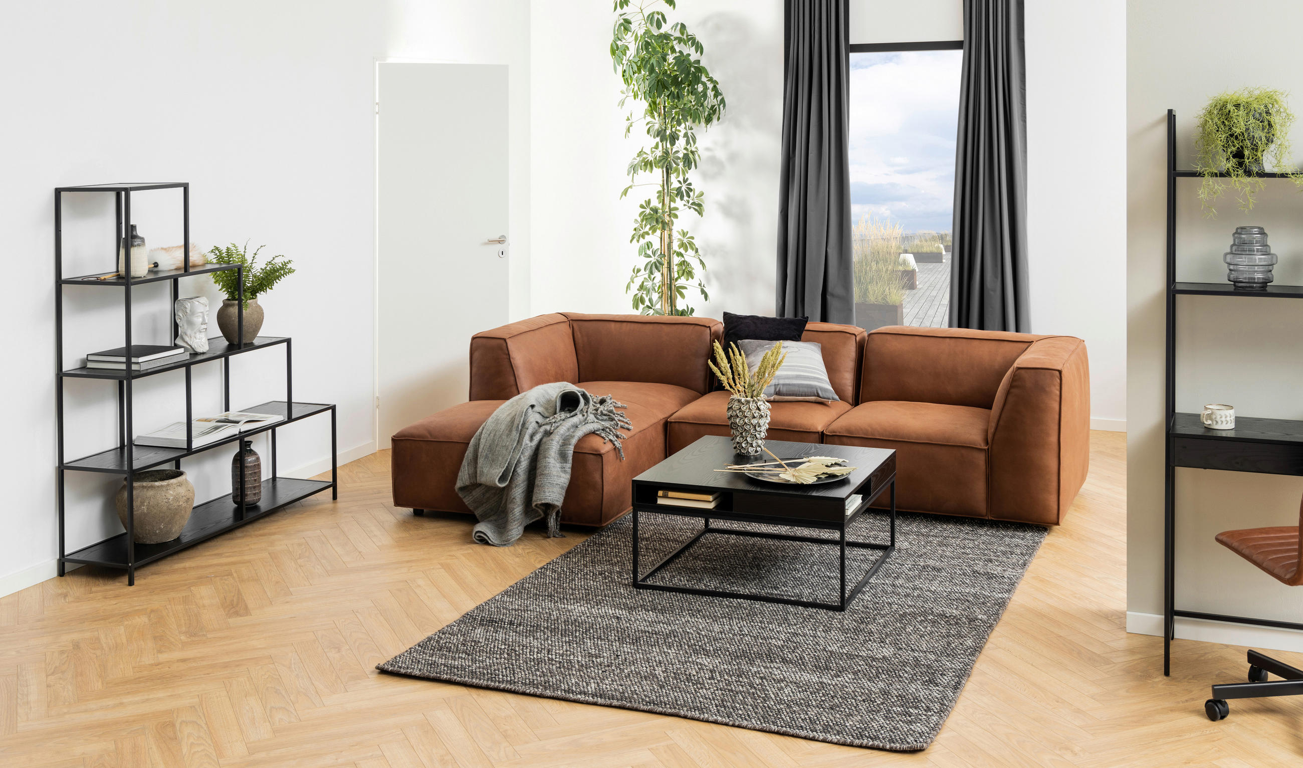 REGALELEMENT Schwarz - Schwarz, Trend, Holzwerkstoff/Metall (135/150/35cm)