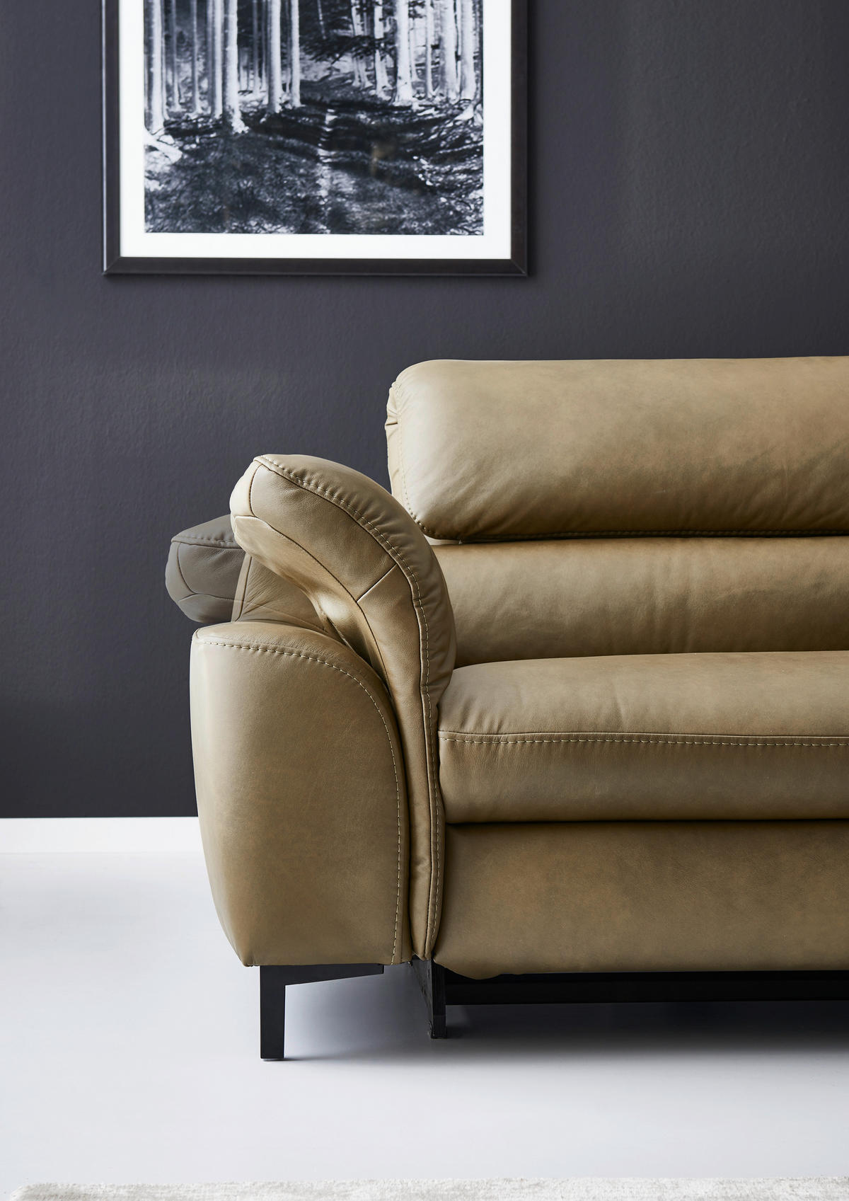 ECKSOFA Valdera Schlammfarben Echtleder  - Schlammfarben/Schwarz, Design, Leder/Metall (280/246cm) - Hukla