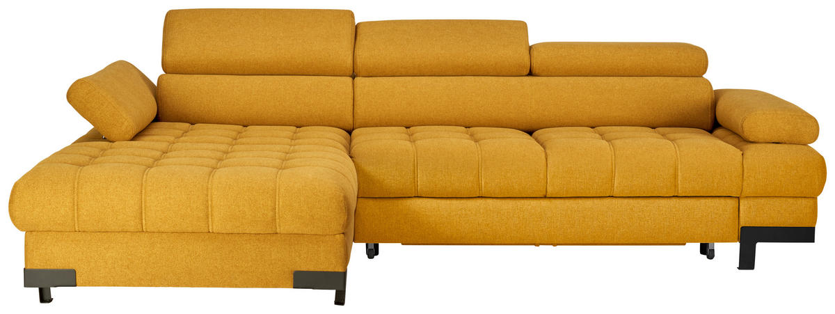 ECKSOFA in Webstoff Gelb  - Gelb/Schwarz, Design, Textil/Metall (173/270cm) - Welnova