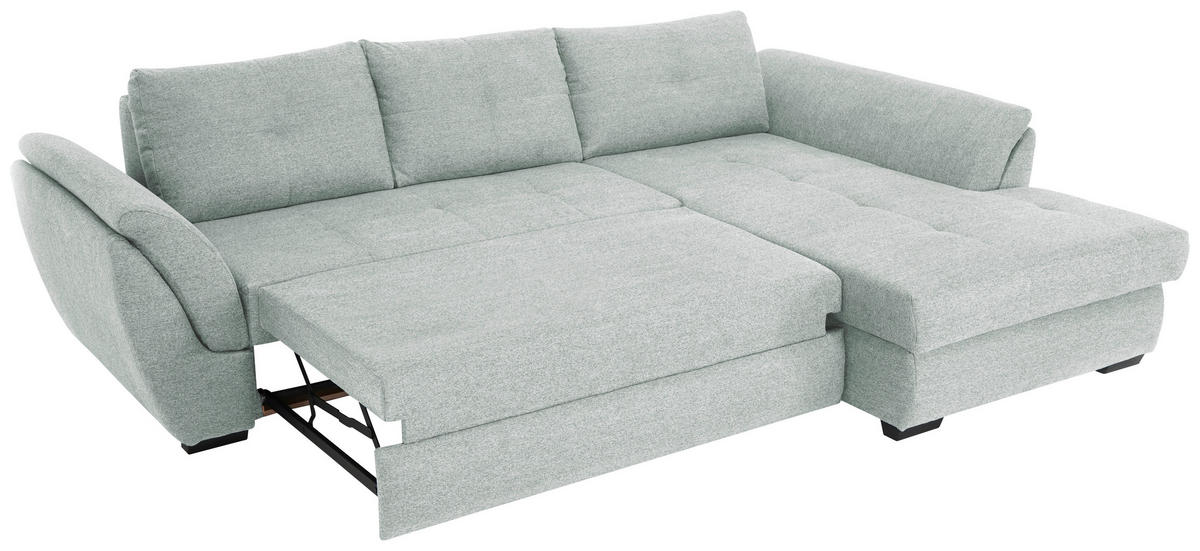 ECKSOFA in Webstoff Hellgrau  - Hellgrau/Schwarz, Design, Kunststoff/Textil (278/187cm) - Livetastic