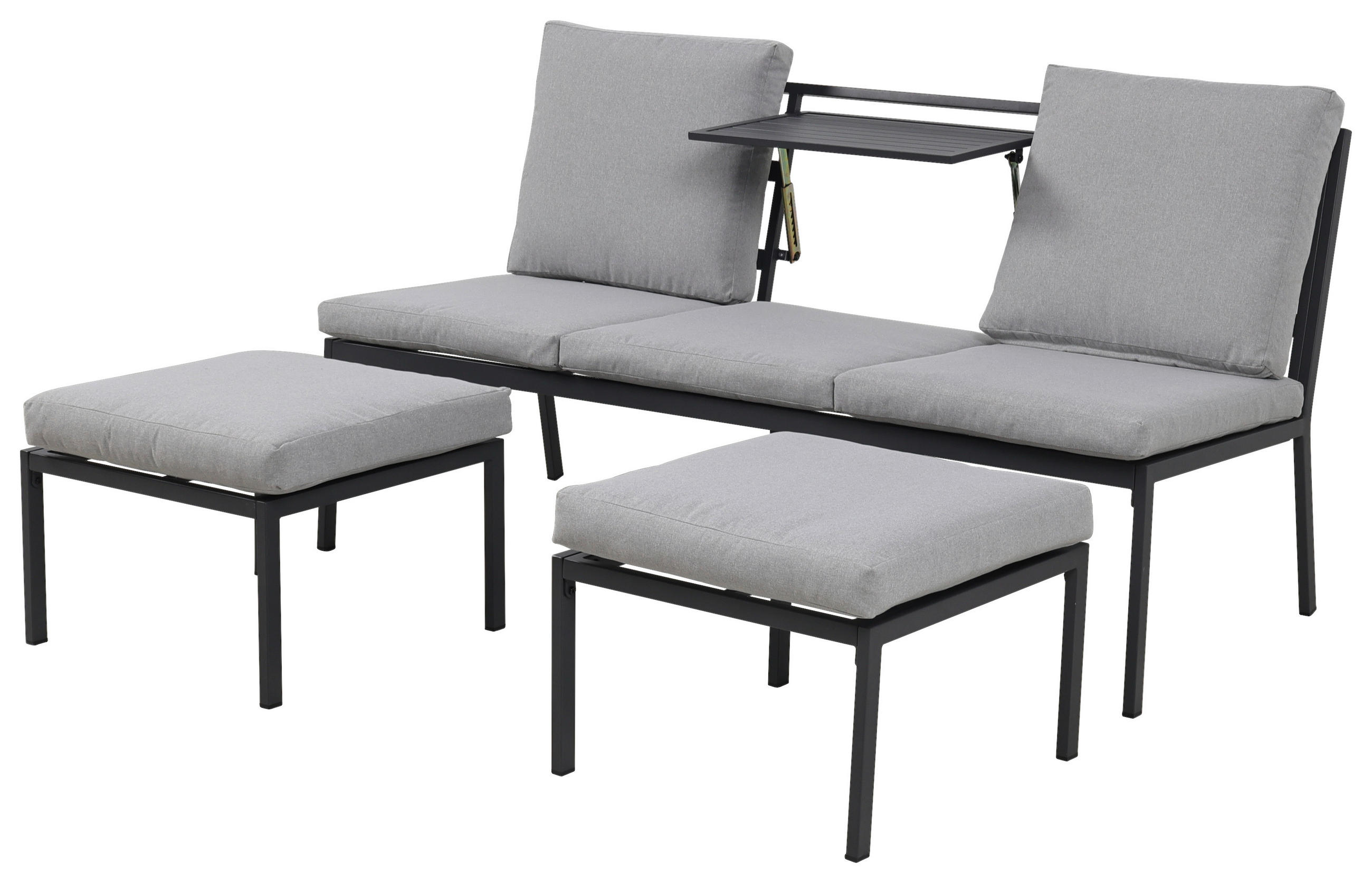 GARTENSET Webstoff Eisen  - Grau, Design, Textil/Metall (165/77/84cm) - Ambia Garden