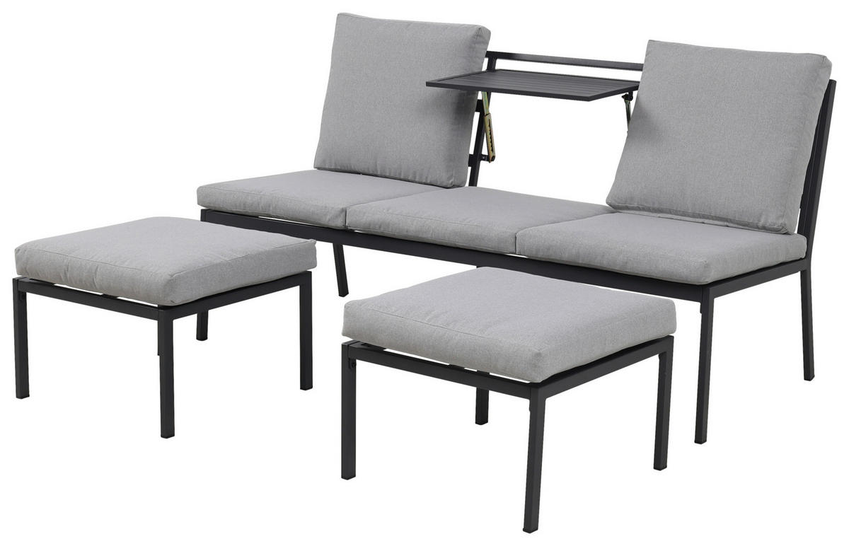 GARTENSET Webstoff Eisen  - Grau, Design, Textil/Metall (165/77/84cm) - Ambia Garden