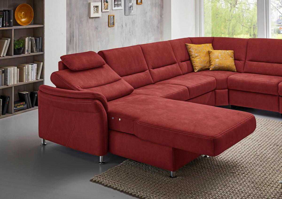 SOFFA i mikrofiber röd  - röd/aluminiumfärg, Klassisk, metall/textil (173/330/262cm) - Beldomo System