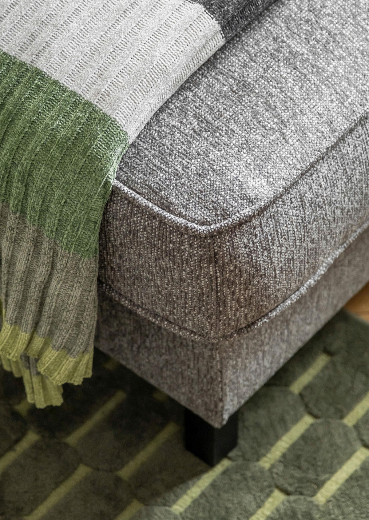 SOFFA i struktur grå  - svart/grå, trä/textil (148/298/198cm) - MID.YOU