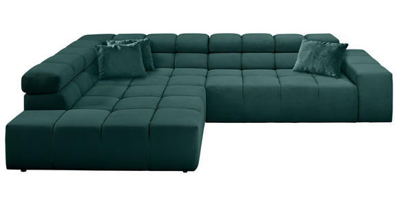 ECKSOFA in Feincord Dunkelgrün  - Dunkelgrün/Schwarz, Design, Kunststoff/Textil (215/319cm) - Hom`in