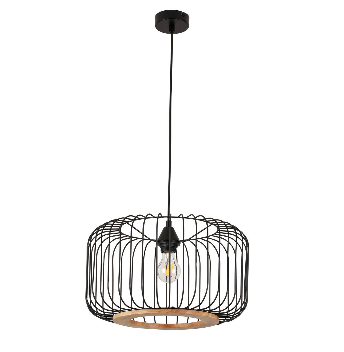 HÄNGELEUCHTE 40/120 cm    - Eichefarben/Schwarz, Trend, Holz/Metall (40/120cm) - Marama