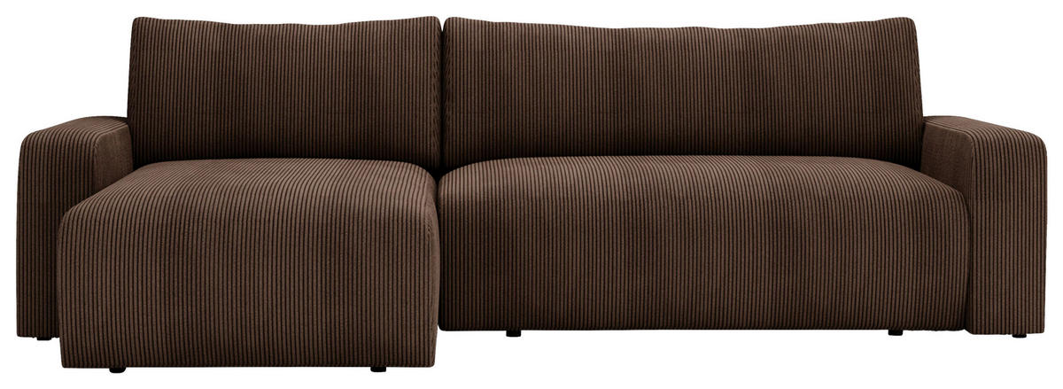 ECKSOFA Braun Cord  - Schwarz/Braun, MODERN, Kunststoff/Textil (150/245cm) - Carryhome
