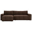 ECKSOFA in Cord Braun  - Schwarz/Braun, MODERN, Kunststoff/Textil (150/245cm) - Carryhome