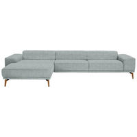 ECKSOFA Flachgewebe Hellgrau  - Wildeiche/Hellgrau, Design, Holz/Textil (193/334cm) - Niels Andersson