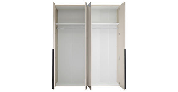 DREHTÜRENSCHRANK  in Kaschmir  - Kaschmir/Schwarz, MODERN, Glas/Holzwerkstoff (180/225/52cm) - Carryhome