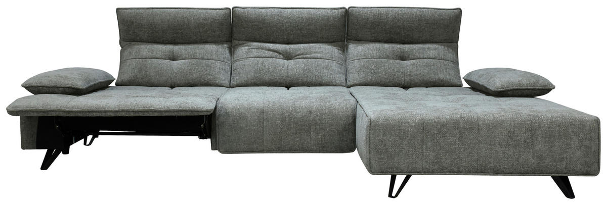 ECKSOFA Grau Chenille  - Schwarz/Grau, Design, Kunststoff/Textil (314/162cm) - Livetastic