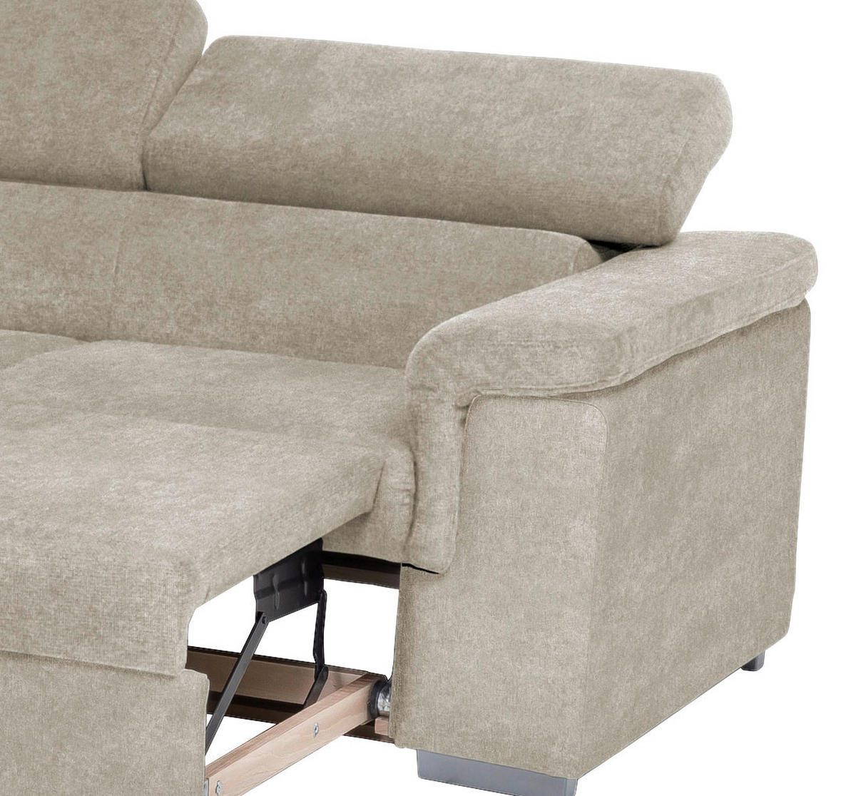 ECKSOFA in Flachgewebe Platinfarben  217/252 cm  - Platinfarben, Basics, Holz/Textil (217/252cm) - MID.YOU