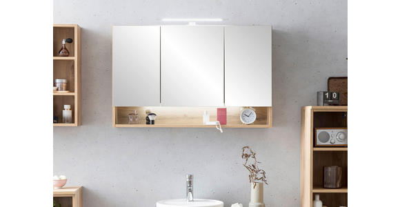 SPIEGELSCHRANK 100/64/20 cm  - Chromfarben/Eiche Wotan, Natur, Glas/Holzwerkstoff (100/64/20cm) - Xora