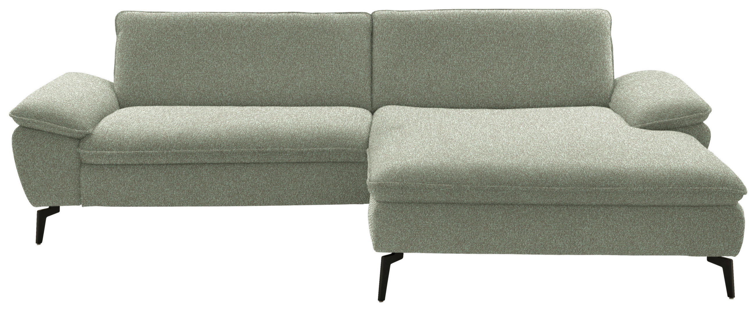ECKSOFA in Webstoff Hellgrün  - Schwarz/Hellgrün, Design, Textil/Metall (295/197cm) - Valdera