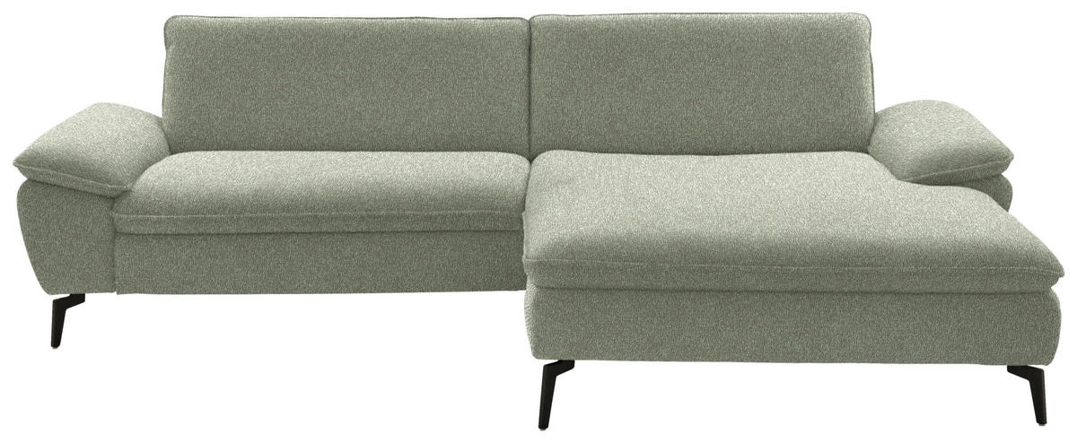 ECKSOFA in Webstoff Hellgrün  - Schwarz/Hellgrün, Design, Textil/Metall (295/197cm) - Valdera