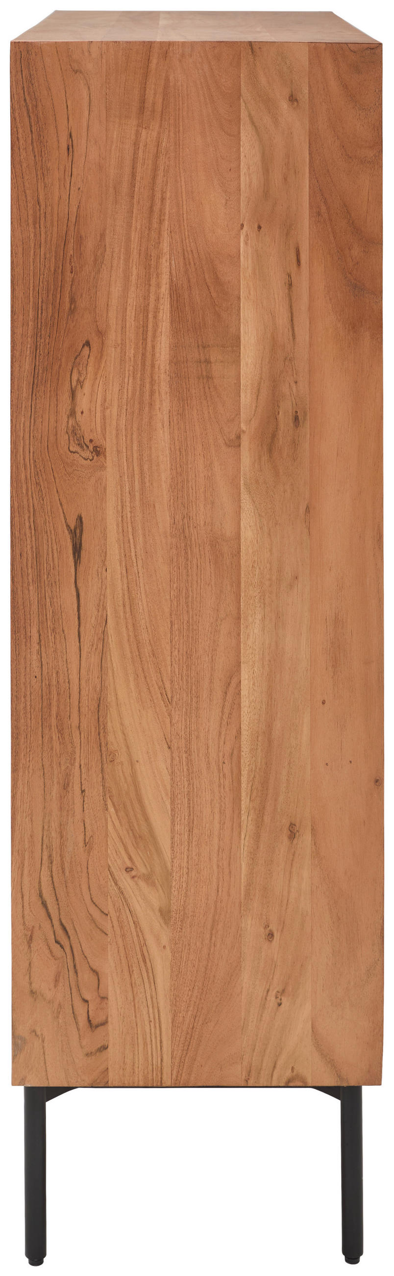VITRINE in furniert, massiv Akazie Naturfarben  - Transparent/Schwarz, KONVENTIONELL, Glas/Holz (92/140/42cm) - Livetastic