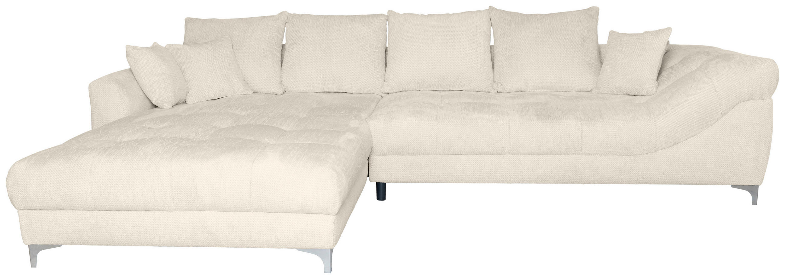 ECKSOFA Greige Chenille Zierkissen, Rückenkissen, Rücken echt  - Chromfarben/Greige, KONVENTIONELL, Textil/Metall (227/329cm) - Carryhome