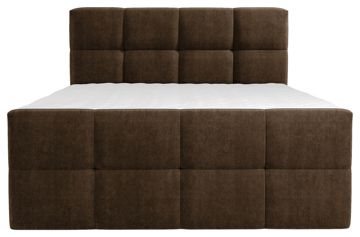 BOXBETT 180/200 cm  in Dunkelbraun  - Chromfarben/Dunkelbraun, Design, Holz/Holzwerkstoff (180/200cm) - Esposa