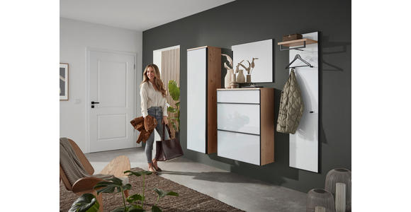 SCHUHKIPPER  in 84/102/31 cm  - Eichefarben/Anthrazit, Design, Glas/Holz (84/102/31cm) - Dieter Knoll