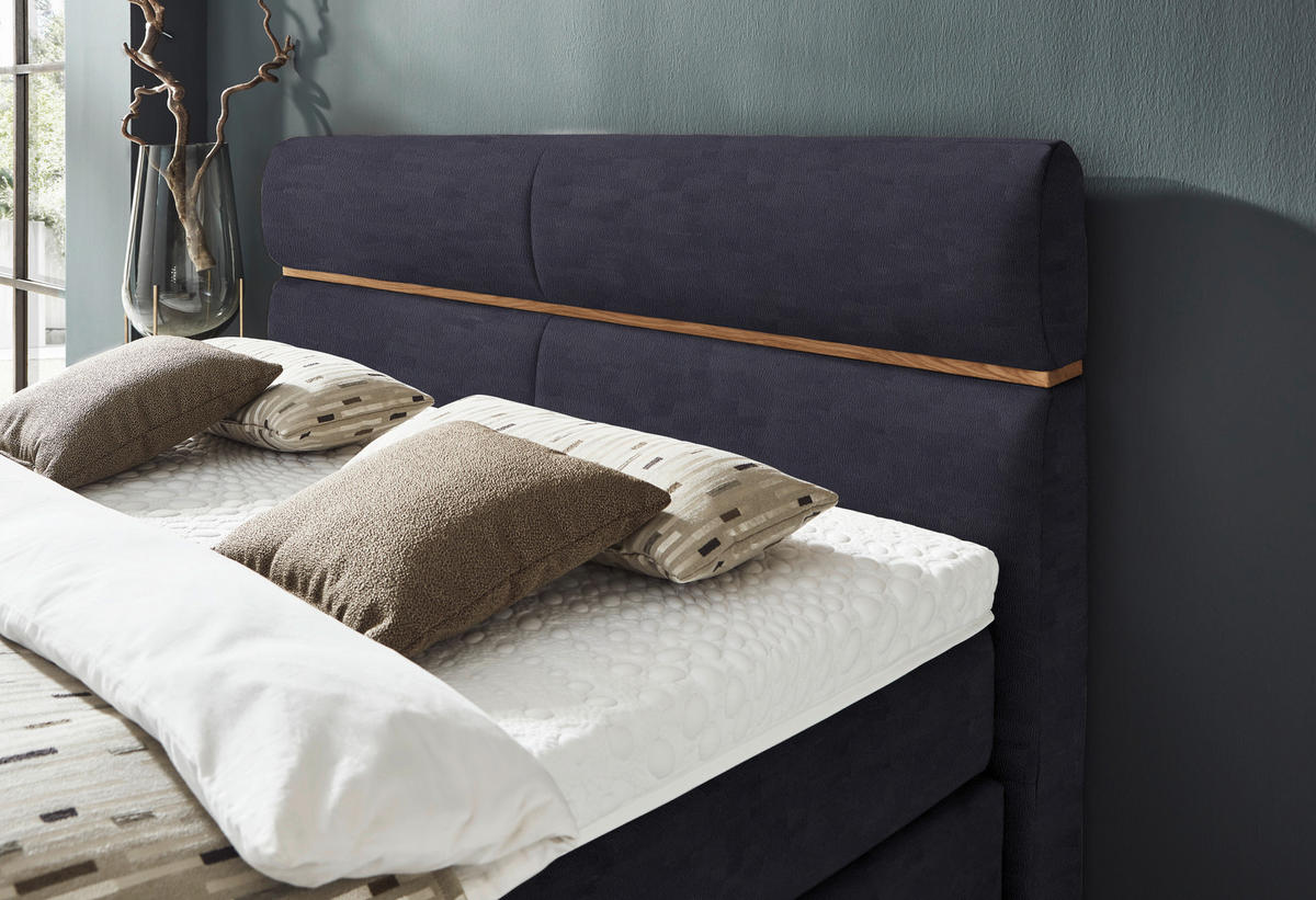 BOXSPRINGBETT 180/200 cm  in Eichefarben, Graphitfarben  - Eichefarben/Schwarz, Konventionell, Holz/Kunststoff (180/200cm) - Dieter Knoll