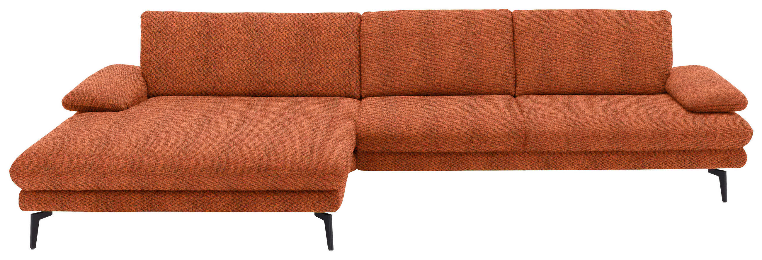 ECKSOFA in Chenille Terracotta  - Terracotta/Schwarz, Design, Textil/Metall (180/310cm) - Dieter Knoll