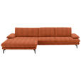 ECKSOFA  in Chenille Terracotta  180/310 cm  - Terracotta/Schwarz, Design, Textil/Metall (180/310cm) - Dieter Knoll