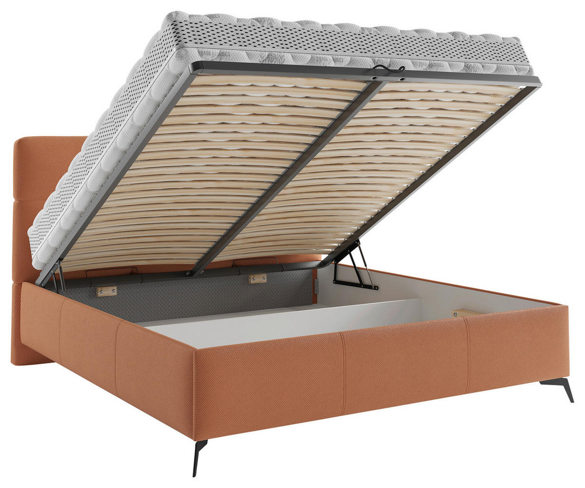 POLSTERBETT 160/200 cm  in Rostfarben  - Rostfarben/Schwarz, Modern, Holz/Textil (160/200cm) - Boxxx
