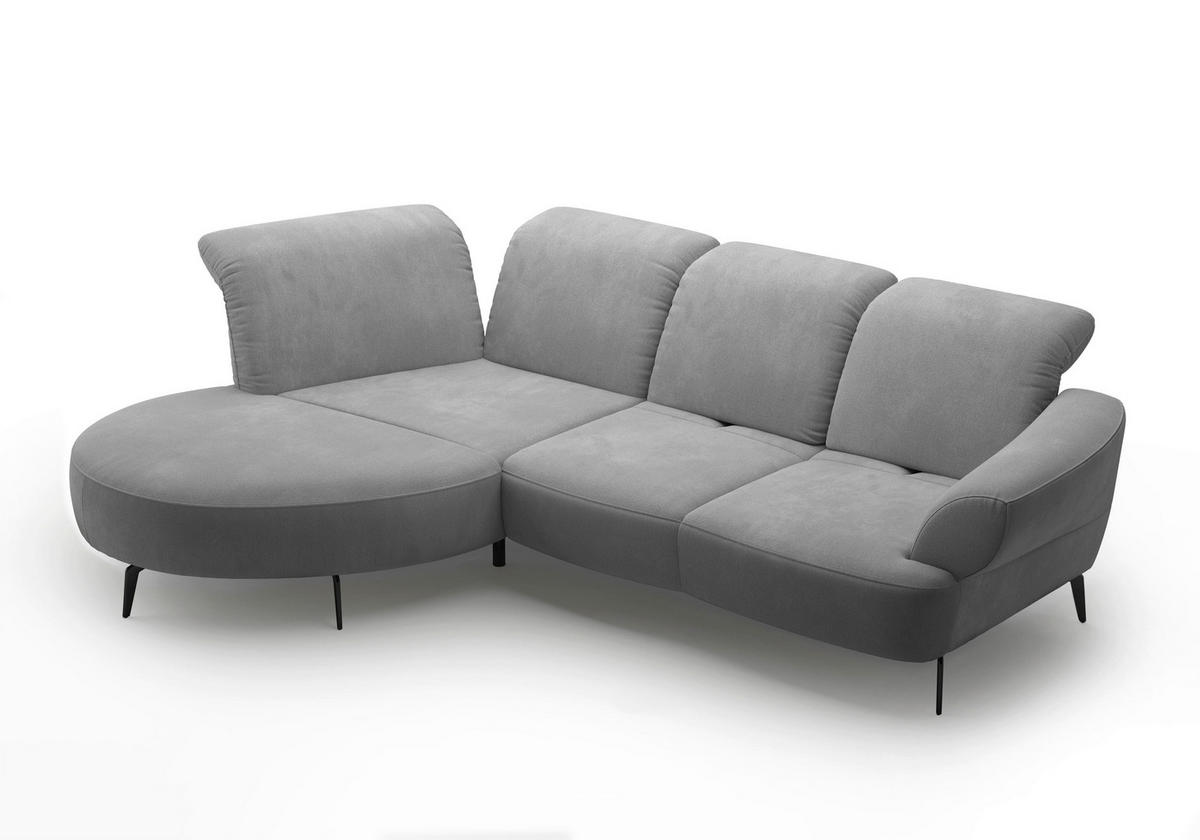 ECKSOFA in Flachgewebe Grau  - Schwarz/Grau, Modern, Textil/Metall (208/313cm) - Sit & More