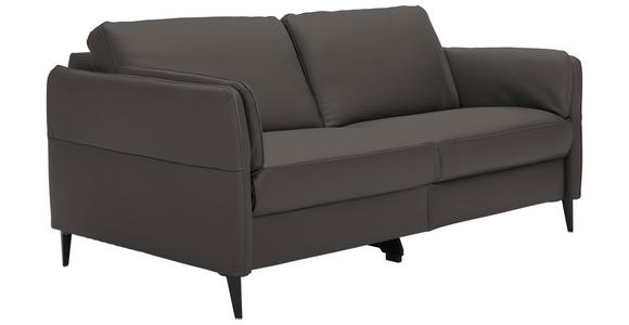 3-SITZER-SOFA in Leder Mokka  - Schwarz/Mokka, Design, Leder/Metall (190/84/99cm) - Dieter Knoll