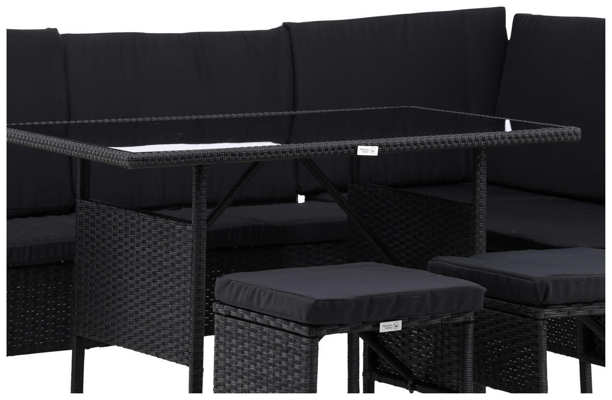 DINING-LOUNGESET  - Schwarz, KONVENTIONELL, Kunststoff - Gardenson